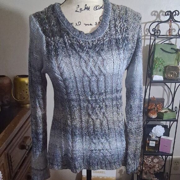 Kensie Pieces Gray Cable Knit Ombre Women's Sweater Small - Picture 1 of 6
